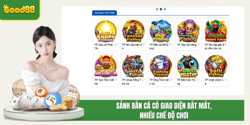 Sảnh bắn cá có giao diện bắt mắt, nhiều chế độ chơi